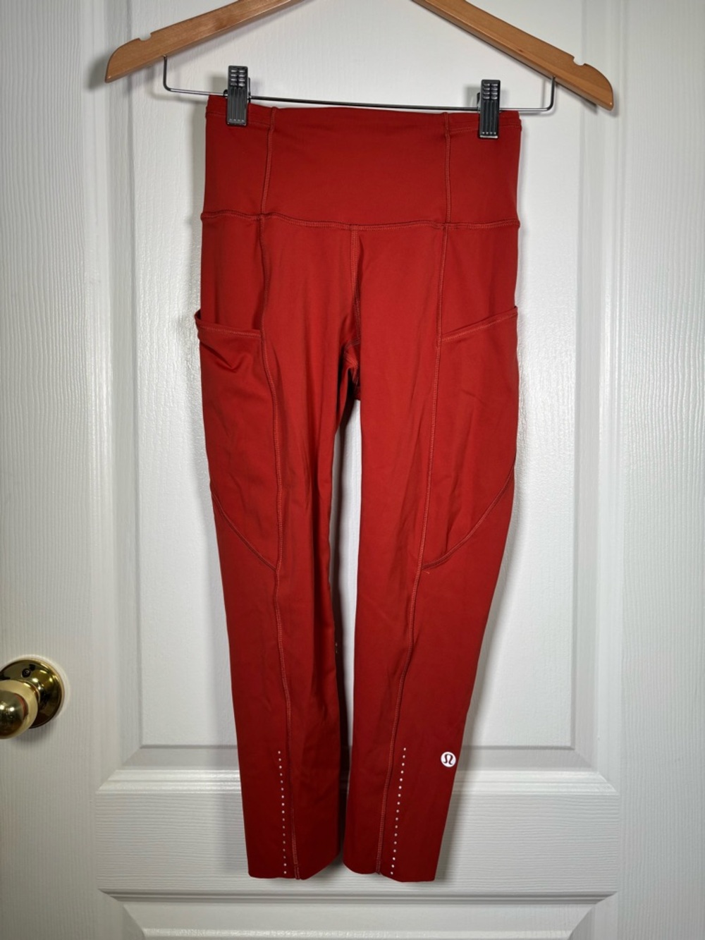 LULULEMON Fast & Free Crop II 19" - Dark Sport Red - Size 2 - Nulux - #33 - Picture 3 of 6